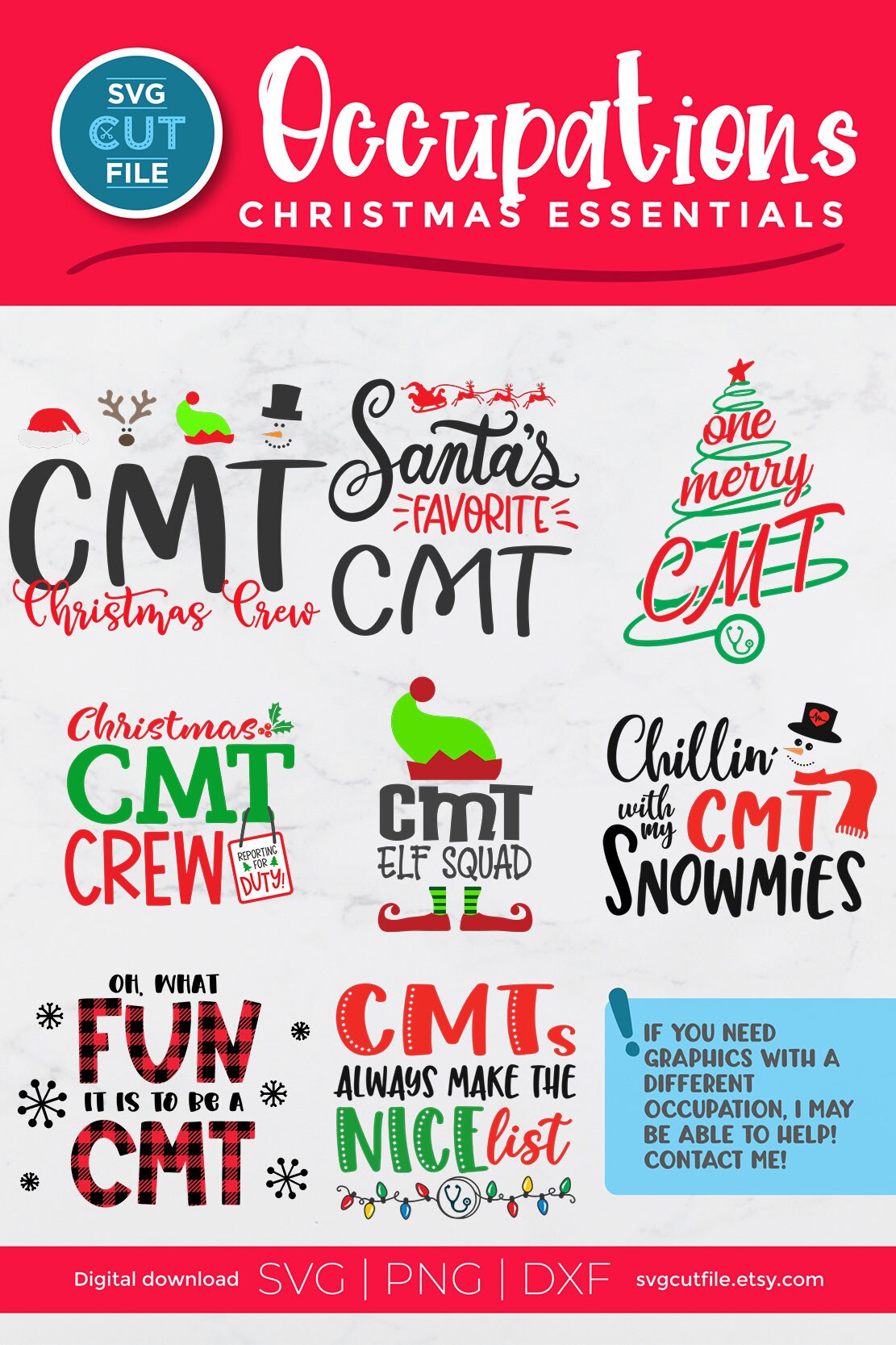 Christmas CMT Svg Bundle Certified Medical Technician CMT Etsy