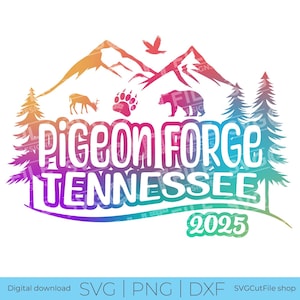 Pigeon Forge Tennessee svg, familie-uitstapje SVG, 2025 meisjes vakantie, vrienden, TN crew svg, png voor sublimatie, ploeg, bergen, Cricut dxf