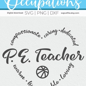 Peut inclure: Un design noir et blanc pour un professeur d'EPS. Le design comprend un ballon de basket et les mots "passionn&eacute;, attentionn&eacute;, d&eacute;vou&eacute;, chaleureux, gentil, fiable, aimant".