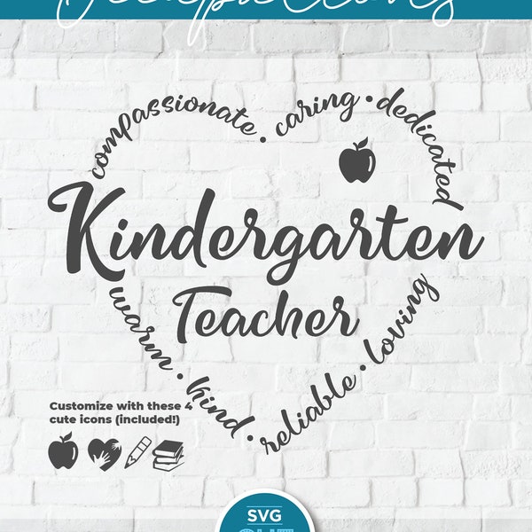 Kindergarten Teacher svg, kinder svg, kindergarten svg, first day of kindergarten, School svg Files, Teacher svg, Back to School, Heart kit