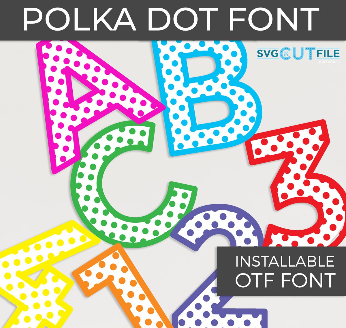 Download Polka dot Installable otf Birthday Numbers font svg first | Etsy