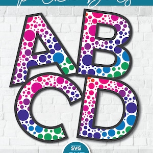Polka Dot Alphabet svg, Regenbogen Punkte Buchstaben svg, svg, polka dots, polka dots, polka dot font svg, poke dot svg, birthday svg, svg dxf png, abc svg