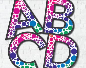 Polka dot alphabet svg, rainbow polka dot letters svg, svg, polka dots, polka dot font svg, poke dot svg, birthday svg, svg dxf png, abc svg