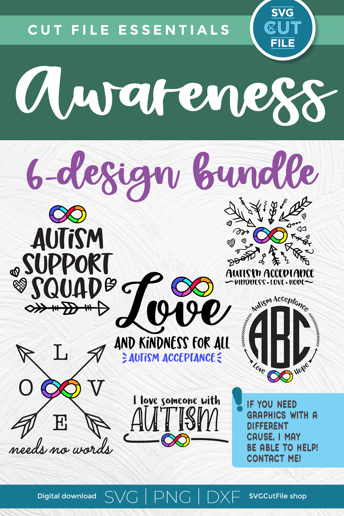 Autism Infinity Svg Bundle, Aspergers Syndrome Awareness, Rainbow ...