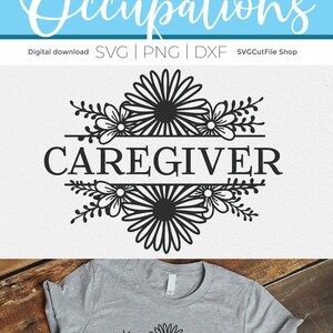Caregiver svg, care giver appreciation svg, split floral frame svg, Nurse svg, home care svg, flowers svg, healthcare, sunflower svg image 8