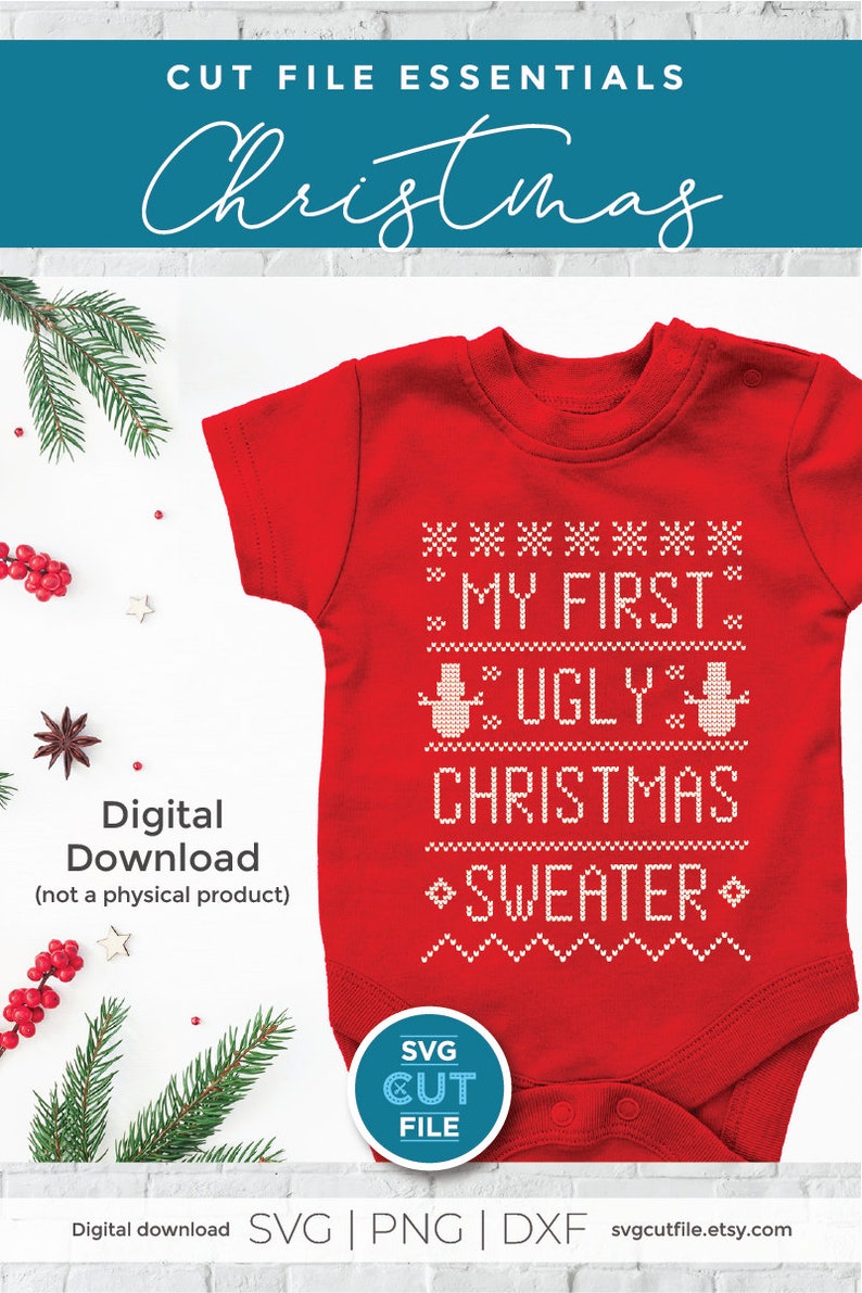 Ugly Christmas sweater svg Baby My first Ugly Cristmas | Etsy