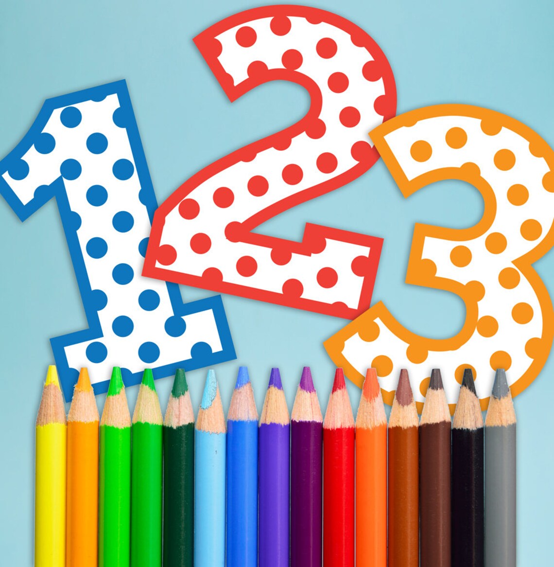 Polka dot numbers svg polka dot 1 printable numbers polka | Etsy