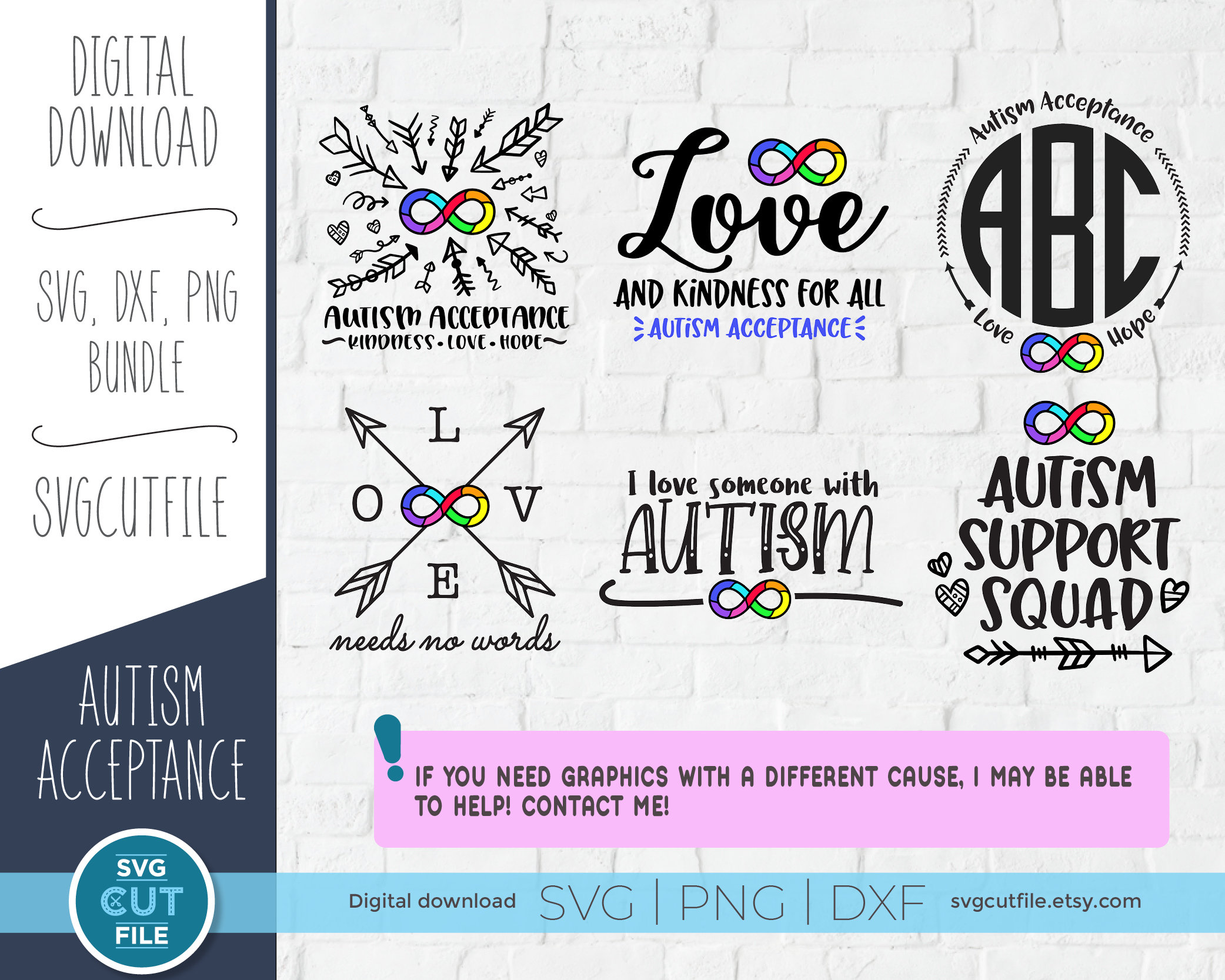 Autism Infinity Svg Bundle, Aspergers Syndrome Awareness, Rainbow ...