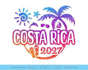 Costa Rica SVG, Costa Rica Urlaub, 2027 SVG, Costa Rica PNG, Costa Rica Sublimation, Tropenreise, Cricut Strandsonnenuntergang, DXF PNG, Familie