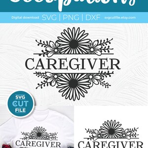 Caregiver svg, care giver appreciation svg, split floral frame svg, Nurse svg, home care svg, flowers svg, healthcare, sunflower svg image 9