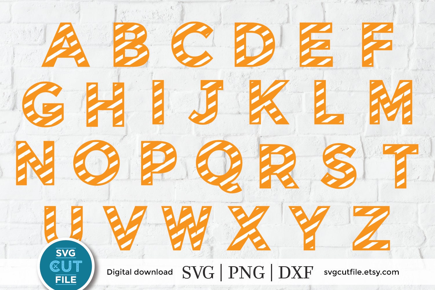Striped Letters Svg Stripe Alphabet Font Striped Alphabet | Etsy