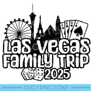 Viaggio in famiglia a Las Vegas svg, maglietta fai da te svg, 2025, Weekend Crew, vacanza in famiglia, Cricut, dadi, gioco d'azzardo, Nevada, sublimazione, dxf png