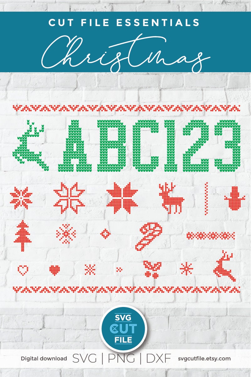 Ugly Christmas Sweater Font OTF Installable Type Cross  Etsy