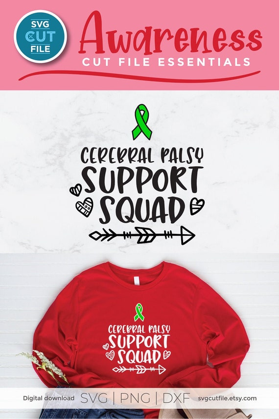 Cerebral Palsy svg, Cerebral Palsy awareness, Cerebral Palsy, arrows, green ribbon, support, support squad, svg design for crafters