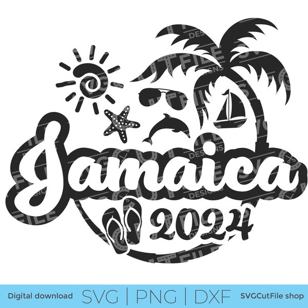 Jamaica SVG, Jamaica Vacation, 2024 svg, Jamaica PNG, png for sublimation, Family Tropical Trip, Engraving, Laser CNC, Cricut, svg dxf png