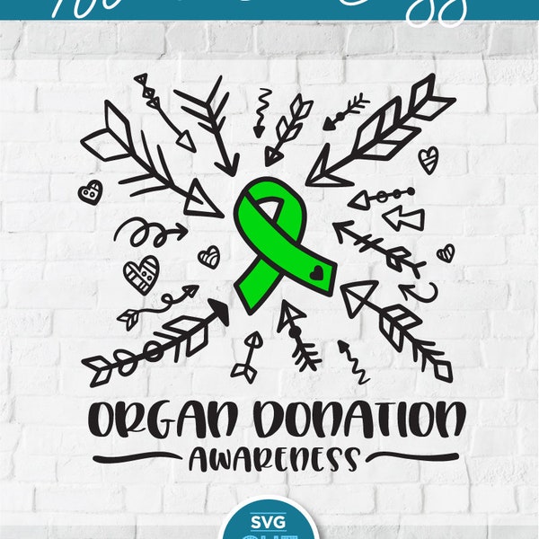 Organ donor svg, organ donation svg, lung disease, green ribbon svg, kidney donor, transplant, organ donation awareness, svg dxf png
