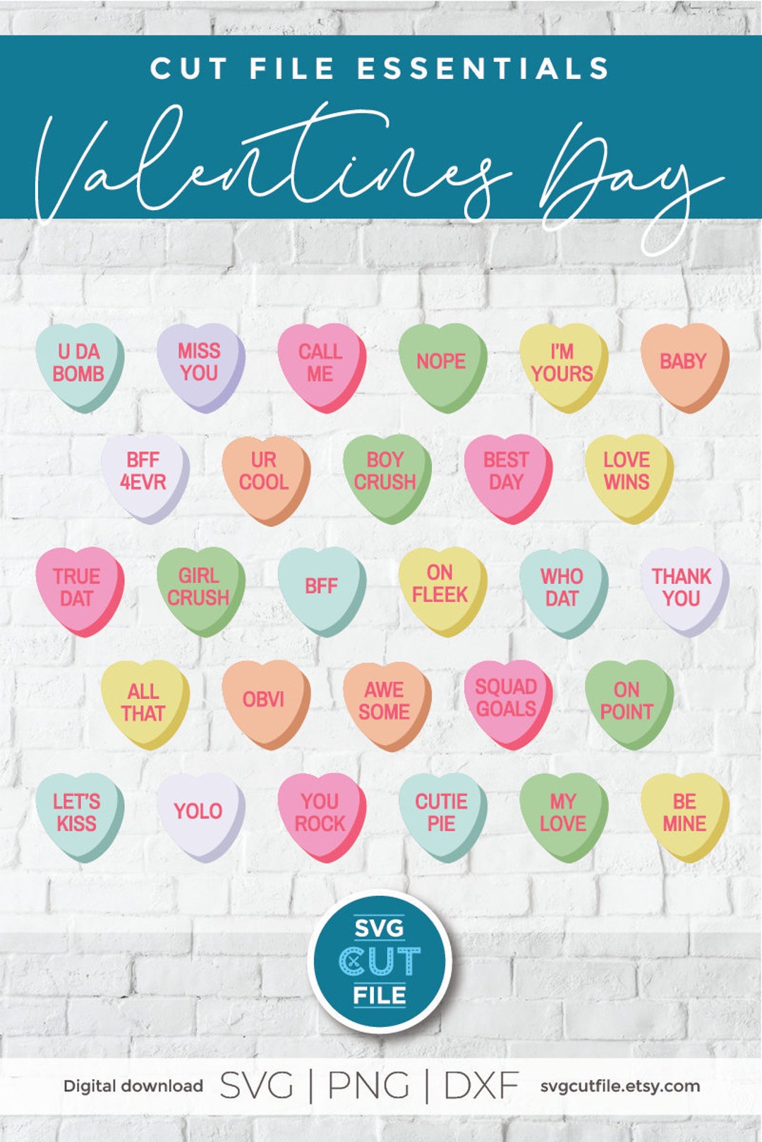 Conversation Hearts Svg, Candy Heart Valentine, Conversation My First ...