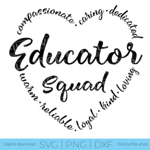 Erzieher Squad SVG, Lehrer Wertschätzung SVG, Lehrer Wortkunst, Schule SVG, Lehrer Tag SVG, Herzform, Lehrerstab Team Crew