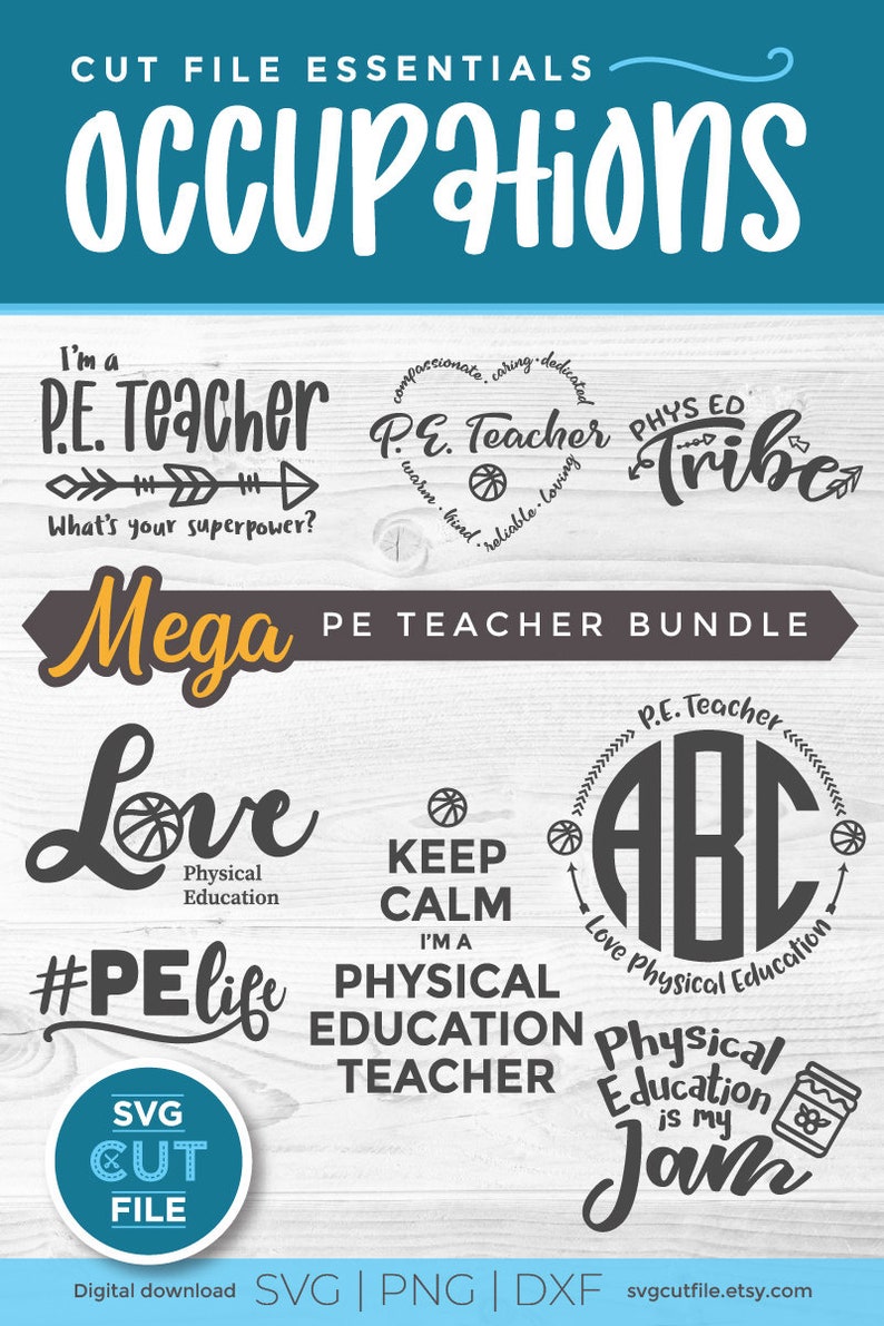Download PE teacher svg physical education svg phys ed teacher svg | Etsy