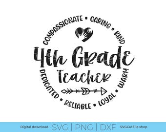 4. Klasse Lehrer svg, vierte Klasse Lehrer svg, 4. Klasse, vierte Klasse unisex, Schule svg, Lehrer svg, Back to School, Herz svg