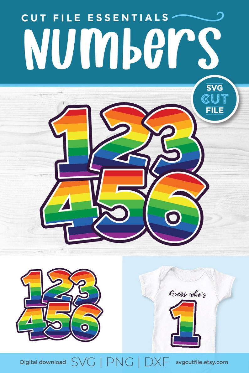 Download Rainbow numbers svg colorful numbers svg unicorn birthday ...