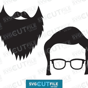 Beard SVG, hipster disguise svg, Mustache SVG bundle, Beard cut file, hair glasses svg, elvis svg, hipster svg, mustache svg, moustache svg
