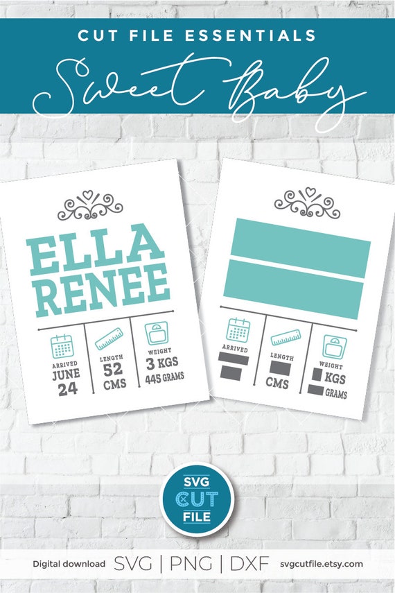 Download Free Metric Birth Announcement New Arrival Baby Cutting Svg Birth Etsy SVG Cut Files