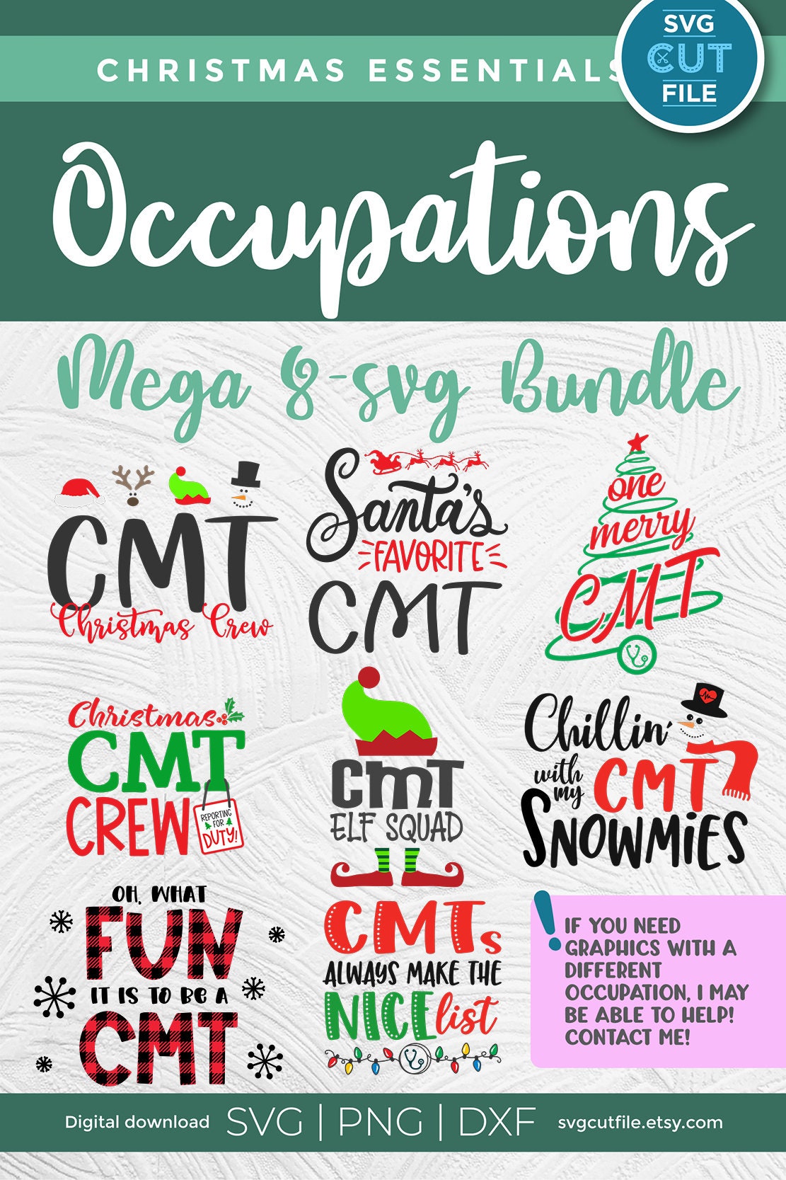 Christmas CMT Svg Bundle Certified Medical Technician CMT Etsy