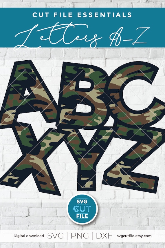 Camo svg camo letters svg army svg camo font alphabet | Etsy