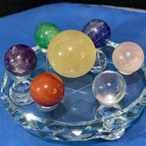 7 Chakra Mini Sphere on Crystal Grid