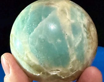 Caribbean Blue Calcite Sphere with Display Stand 2.5"