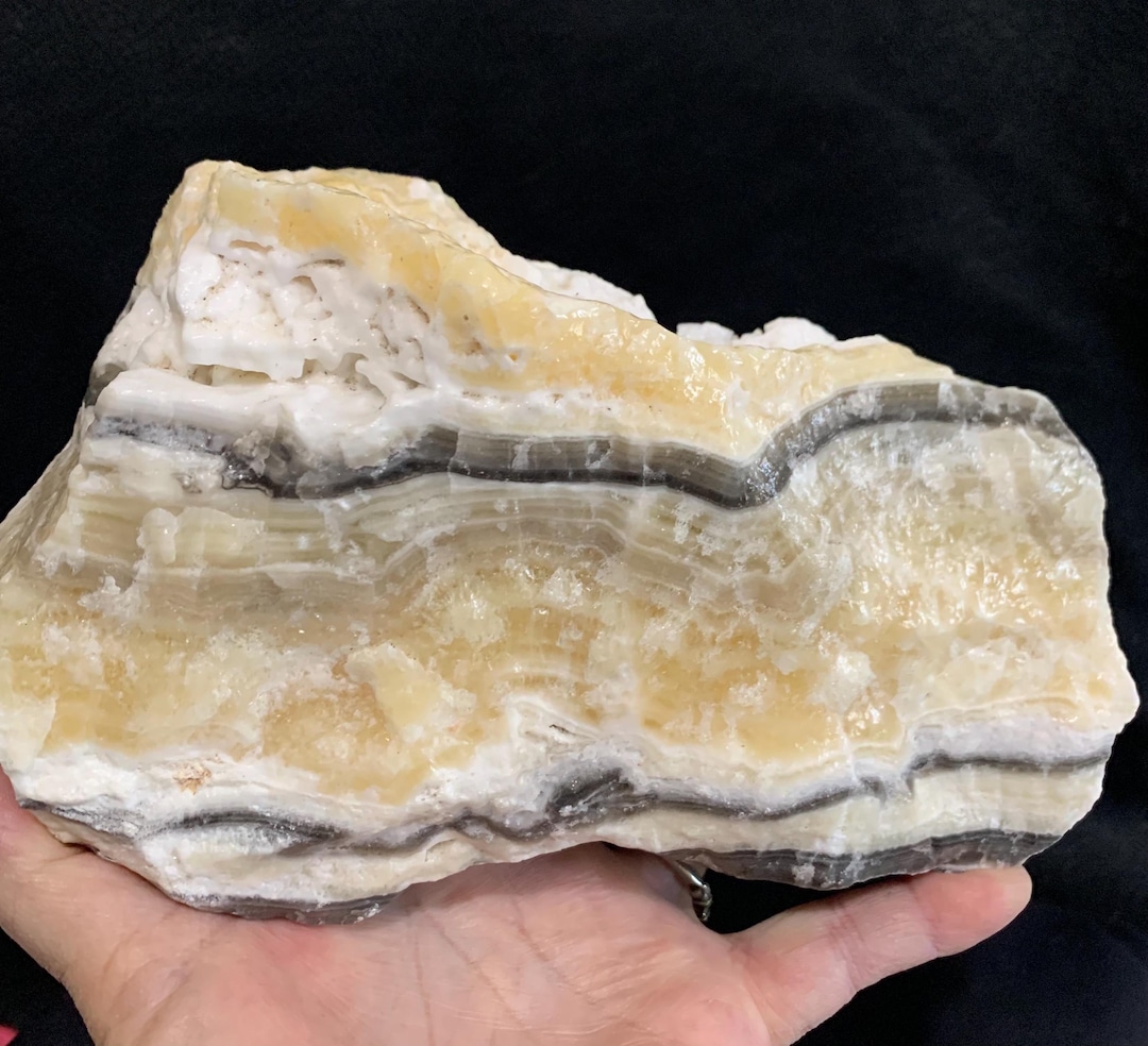 Reserved for Julia Black Banded Calcite With Display Stand - Etsy