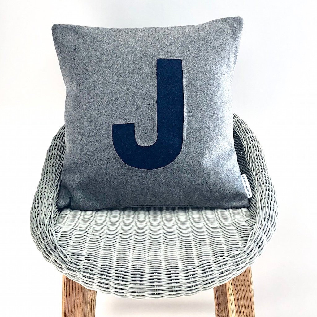 grey initial cushions