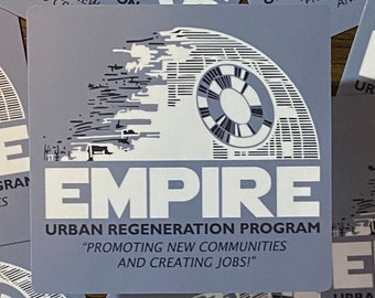 Urban Regeneration Program Sticker | Dark Humor Space Empire Parody Vinyl Decal