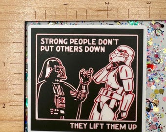 Darth Vader Lift Up Sticker | Strong People Lift Others Up Vinyl Decal for Star Wars Fans