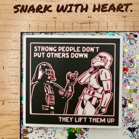 Darth Vader Lift Up Sticker | Strong People Lift Others Up Vinyl Decal for Star Wars Fans