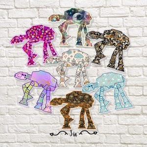 Patterned Walker Sticker | Pretty Sci-Fi Machine Vinyl Decal with 7 Colorful Designs to choose from