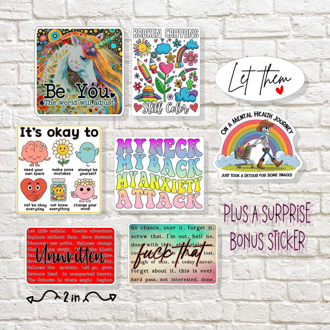 Mental Health Sticker Pack – Snarky Affirmation Vinyl Decals ...