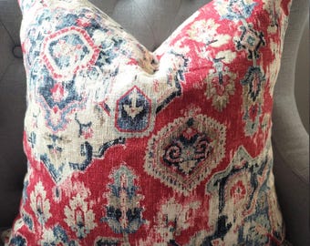 Linen by Covington/Burnt Reds/Blues/Naturals.Pillowcovers.Slipcovers.Toss Pillows.Throw pillows.Accent Pillows