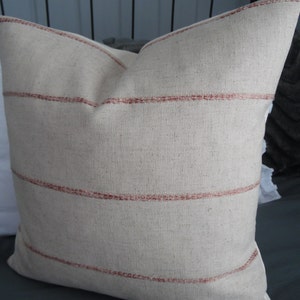4 COLORS:Farmhouse Pillow Cover.Slipcover.Toss Pillow.Linen Blend.Chenille Stripe.Throw Pillows.Slipcovers.Pillow Covers