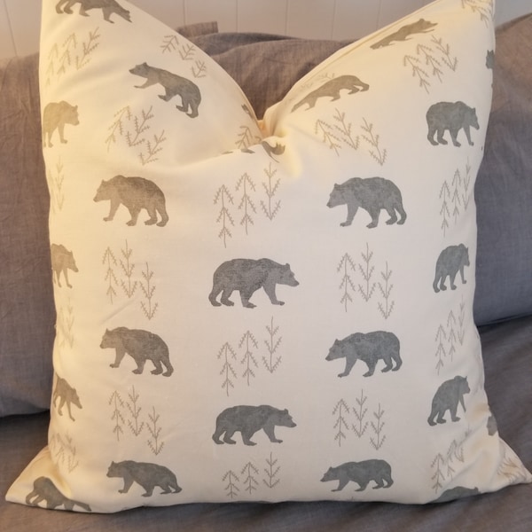 2 Color Options.Woodland Cub.Bear.Wildlife.Pillowcovers.Toss Pillows.Throw Pillows.Accent Pillows.Boys Room.Nursery.Mancave.cushion covers