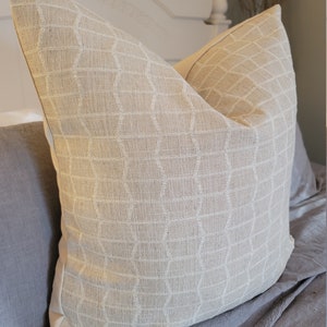 2 Color Options Woven Grid in Linen.Gray Pillowcovers.Slipcovers.Toss Pillow. Throw Pillows. Accent Pillows. Naturals