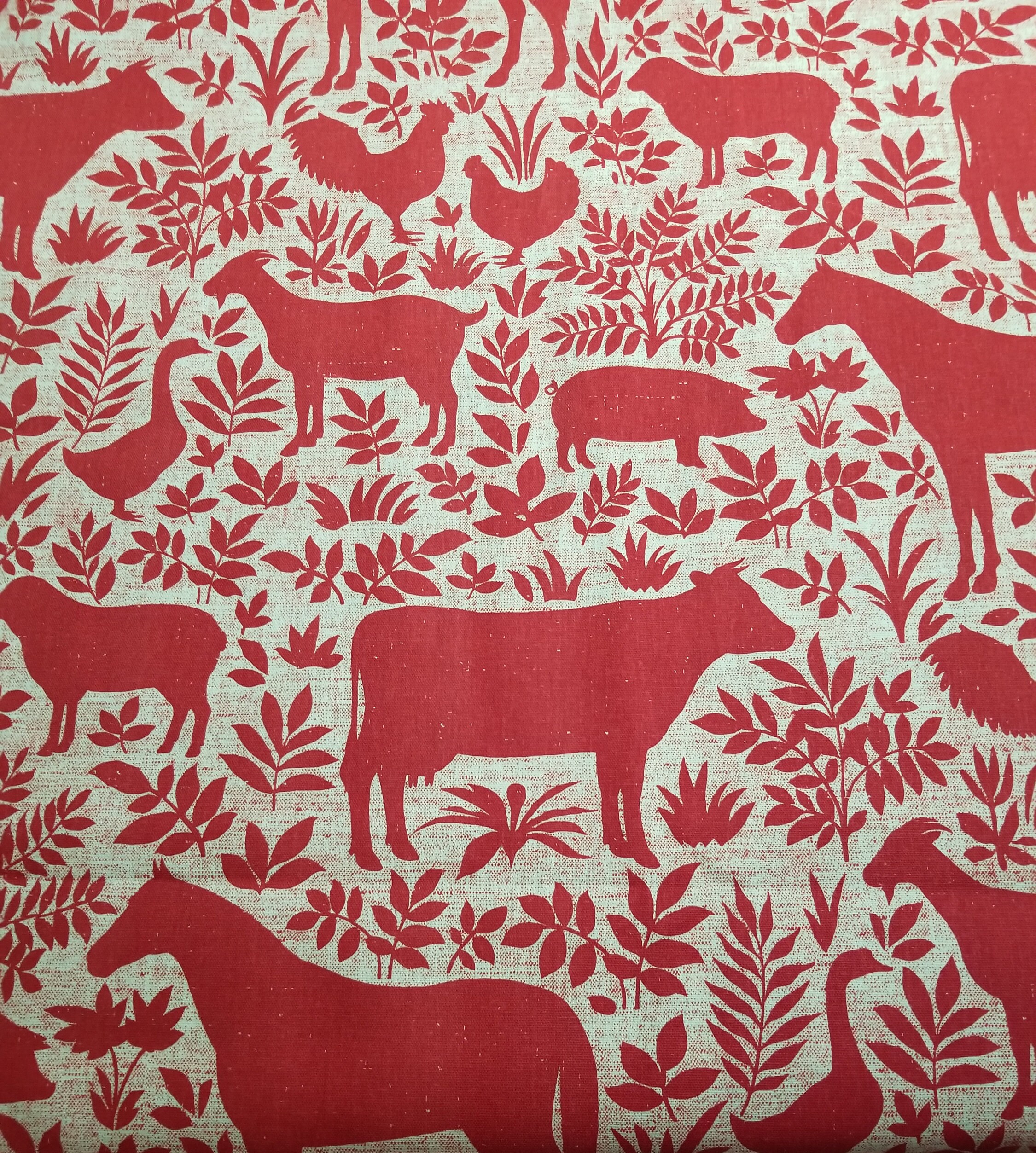 Red Farm Pattern 2 Colors:red.black.farm Animals.cows.pigs.ducks.goats.horse.farmhouse ...