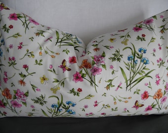 Funda de cojín floral primaveral: Cojín decorativo de algodón, estilo campestre.