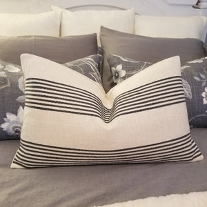 Chenille Basket weave upholstery weight in INK & Cream.Lumbar pillows.Throw Pillows.Slipcovers.Toss Pillows.Pillowcovers.Accent Pillows