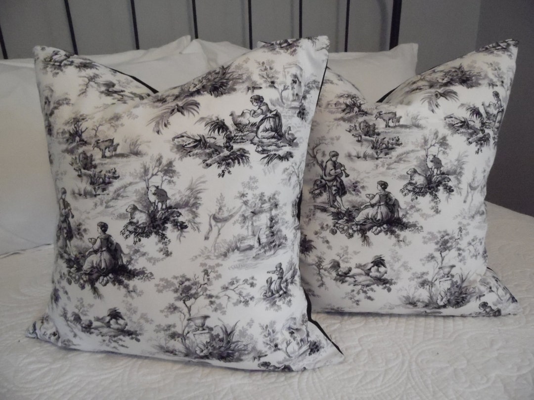 2 Patterns to Choose Pillowcovers, Black Toile Pillow Cover,black
