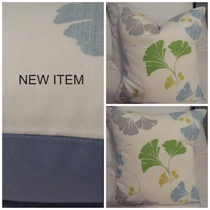 FLORAL.Graceful flowing floral. Soft Grey.White.Greens,Blues.Yellow/Gold.Pillow Covers.Summer Decor.Spring Decor.Beach house DecorSlip Cover