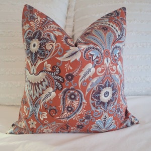 Stof France Terracotta/Blues Pillowcovers.Slipcovers. Accents