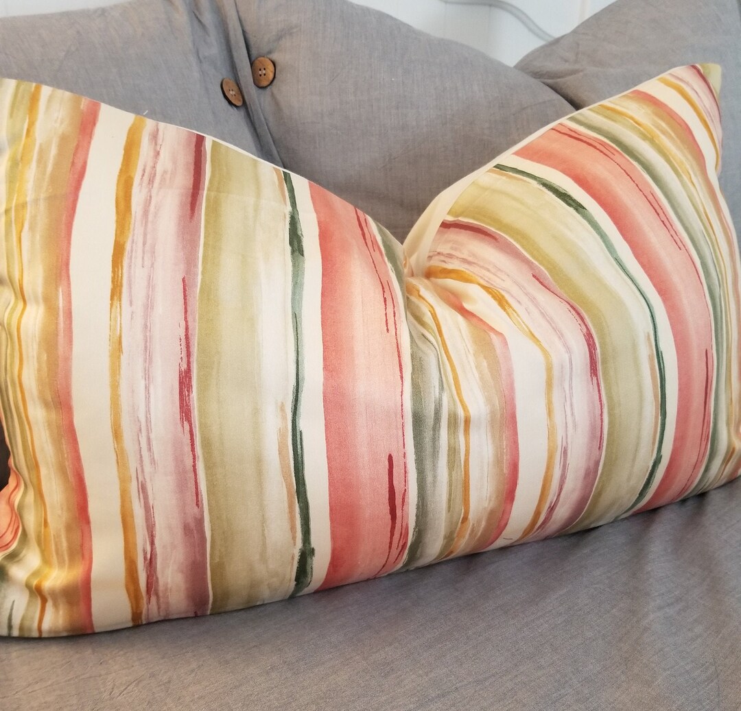 Multi Color Brushstroke Stripe.pillowcovers.slipcovers.toss Pillows