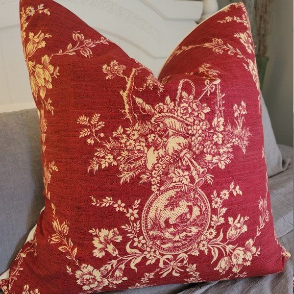 2 Color Options. Country House Toile.Pillowcovers.Slipcovers.Toss pillows.Throw pillows.Cushion covers.Accents.